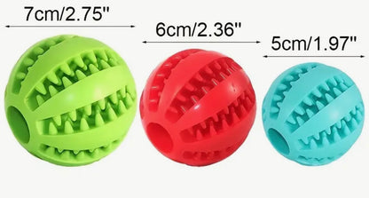 Interactive, Versatile Rubber Play/Food Ball Keeps Pet's Interest, Helps Chewers