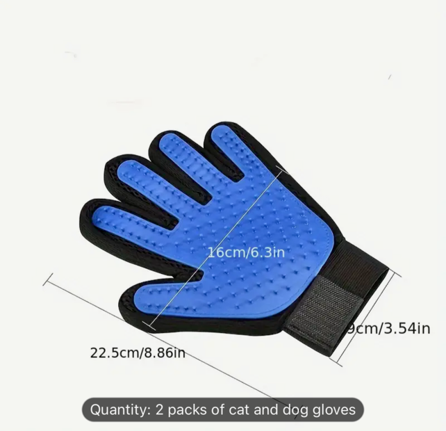 Dog & Cat Grooming/Hair Or Fur Shedding Mitts One (1) Pair Blue & Black