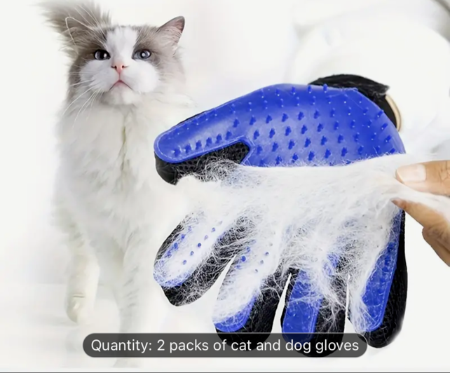 Dog & Cat Grooming/Hair Or Fur Shedding Mitts One (1) Pair Blue & Black