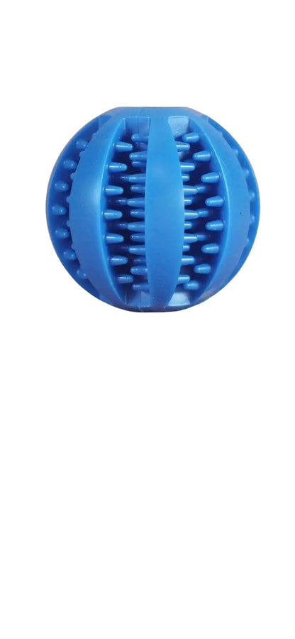 Interactive, Versatile Rubber Play/Food Ball Keeps Pet's Interest, Helps Chewers